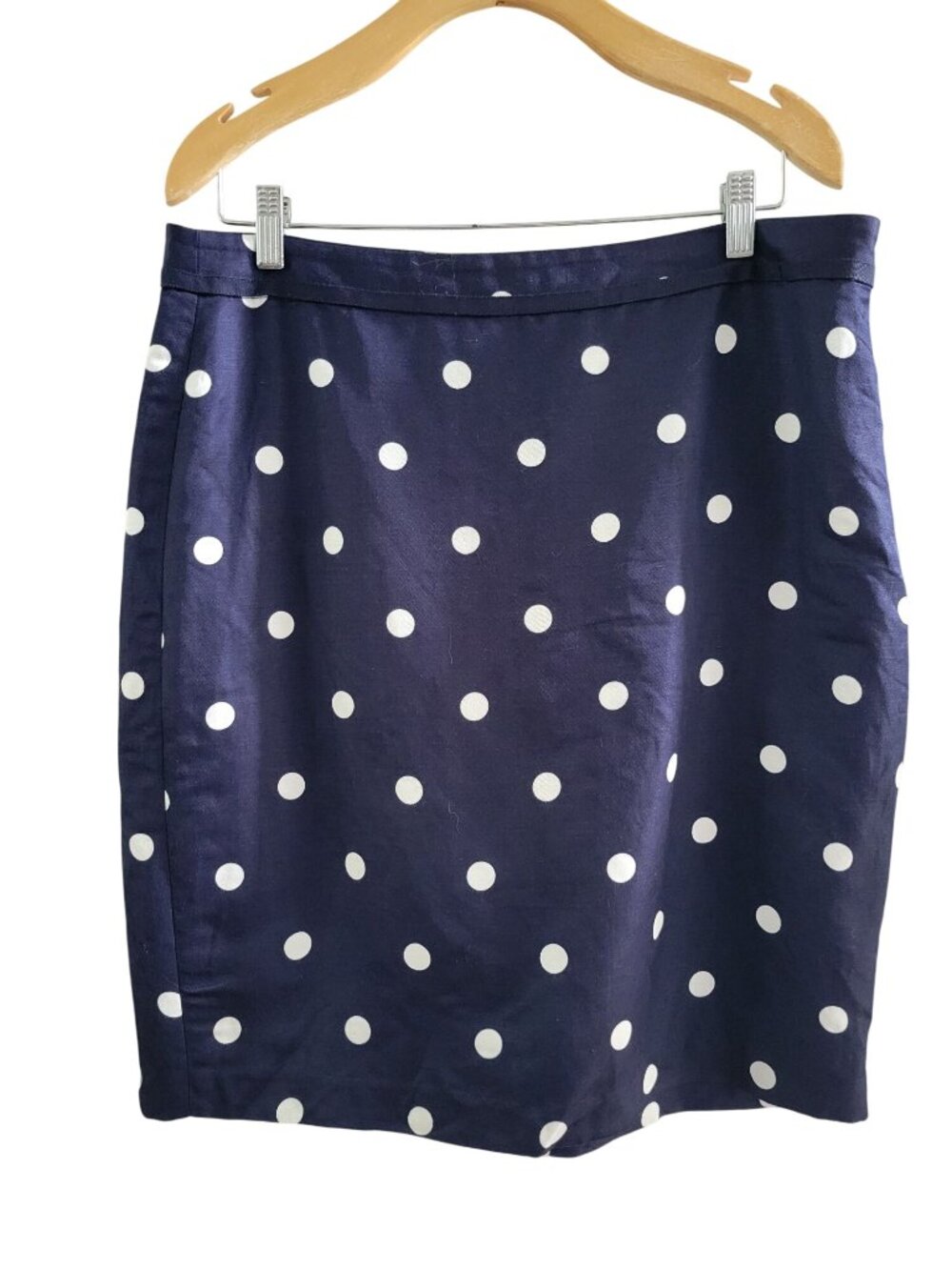 Banana Republic Women Blue Polka Dot Linen blend Pencil Skirt size 14 NWT Career